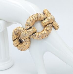 Vintage Les Bernard Old Tone Chunky Textured Link Bracelet